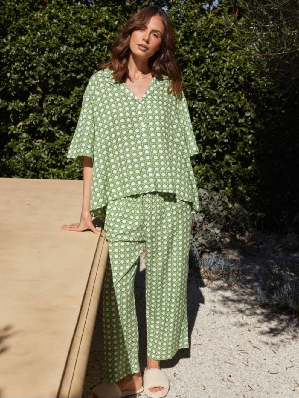 Piyama Green Printed Women's Pajama Set, Size XXL, EUC